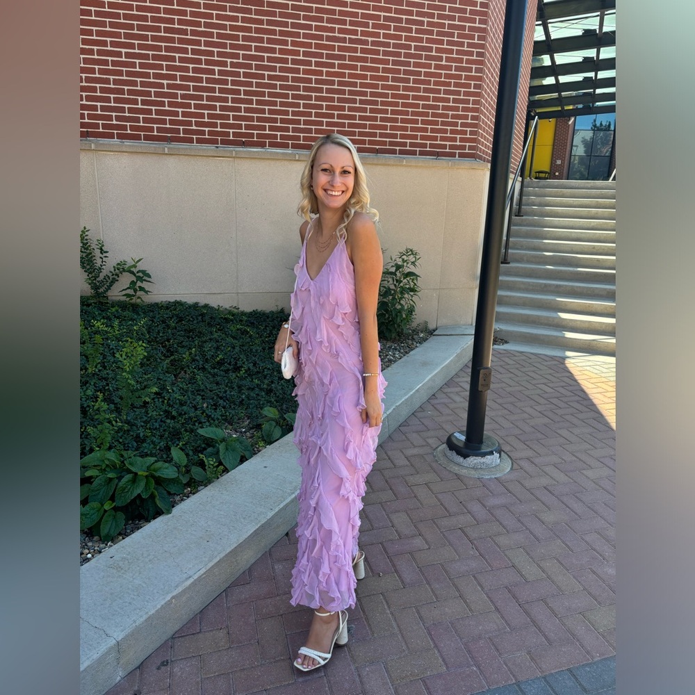 Anthropologie Lavender Ruffle Maxi Dress